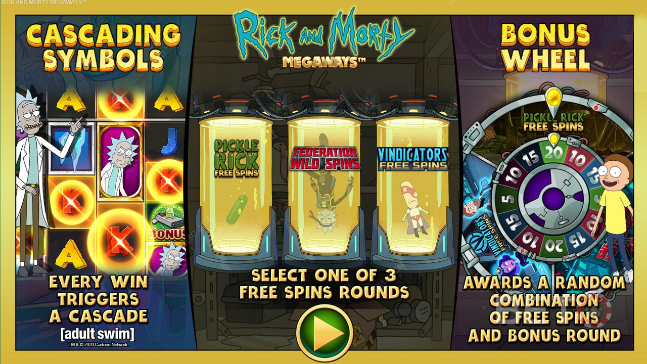 Score three ripper Free Spins in Rick and Morty Megaways pokie machine