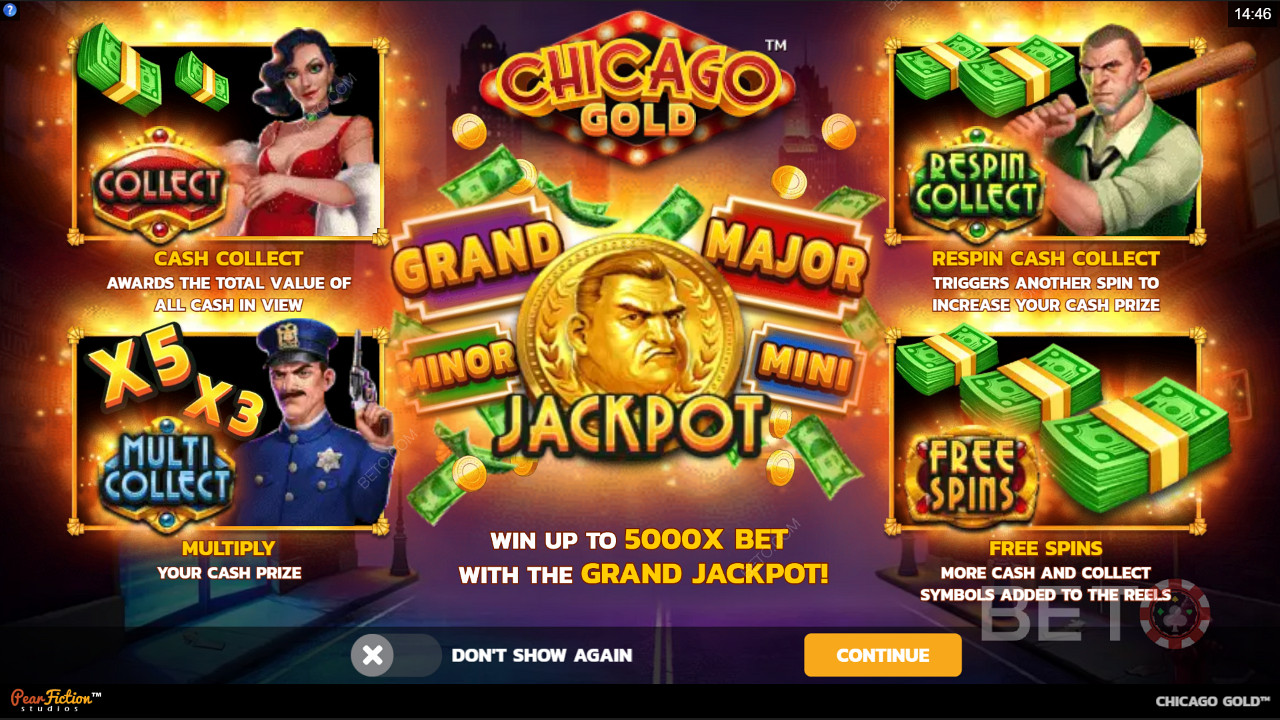 Score big with Collect features, Jackpots and Free Spins in Chicago Gold