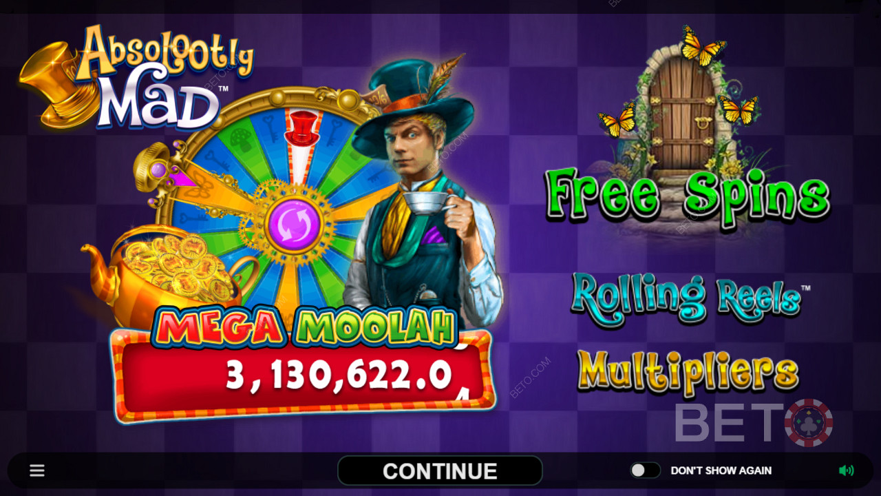 Crack the progressive jackpots in Absolootly Mad: Mega Moolah pokie machine