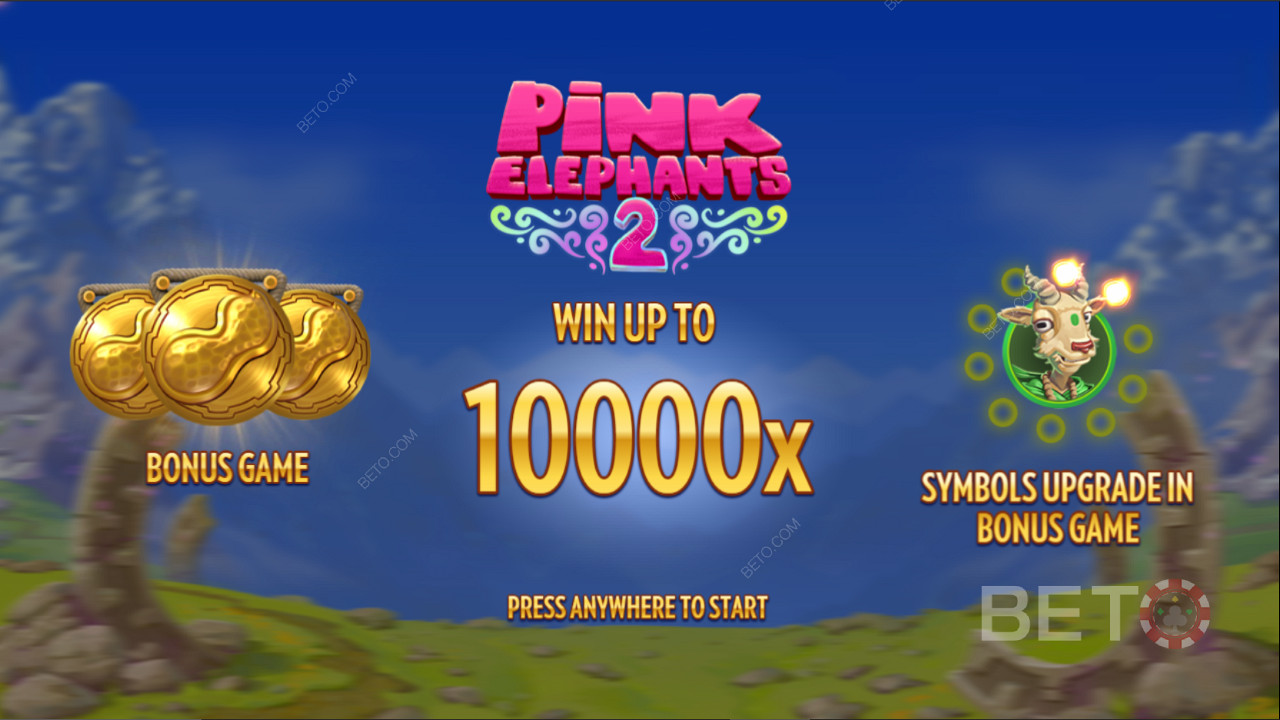 The opening screen of this pokie spruiks its perks