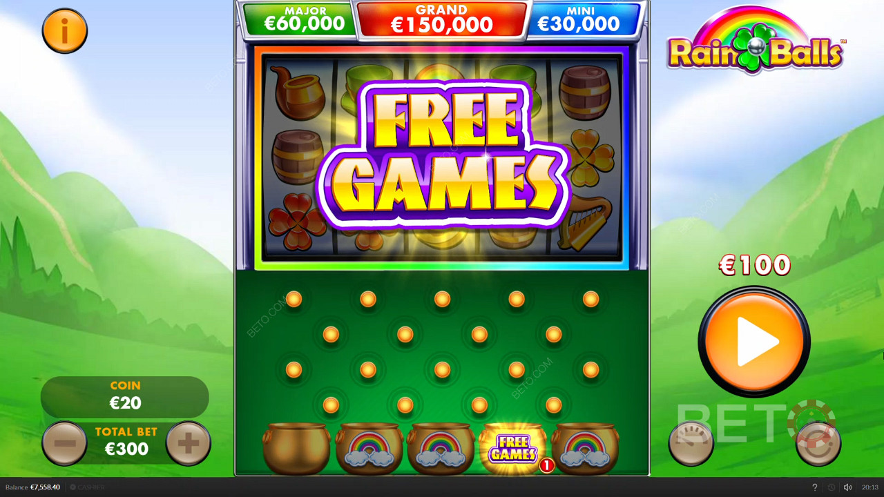 Ripper free spins on Rain Balls with bonus modifiers