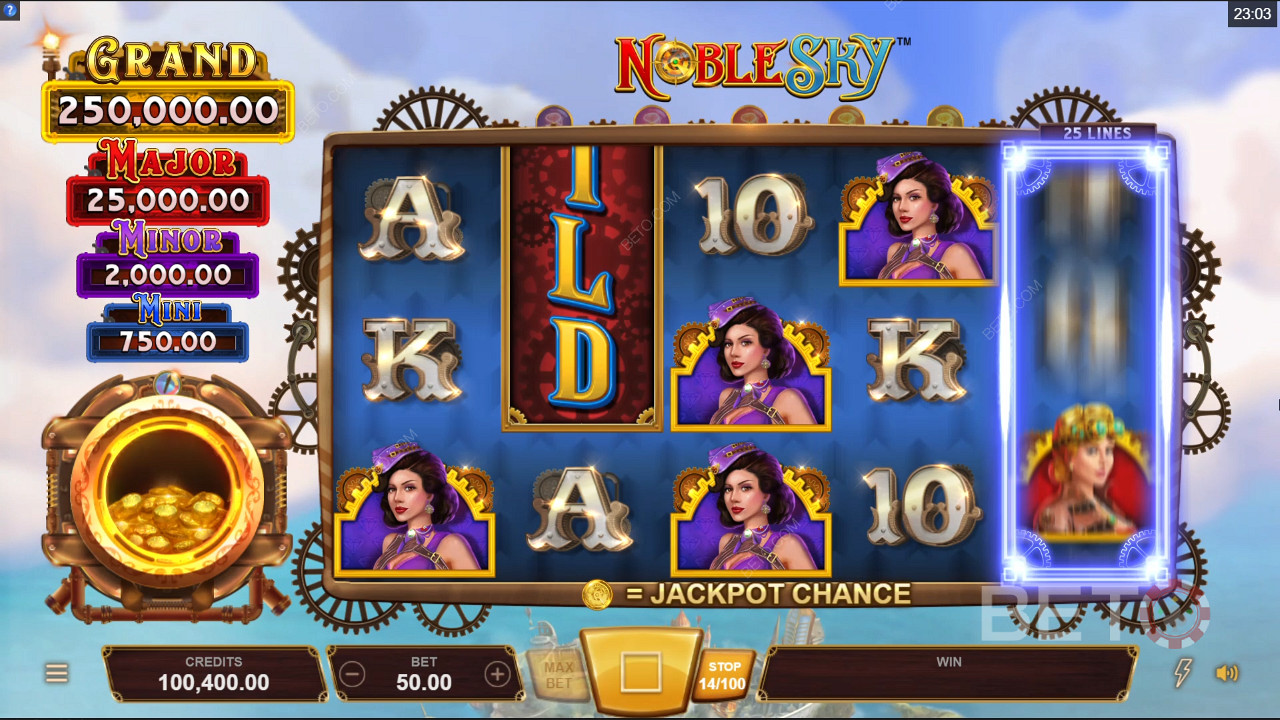 Chase the big win with golden coin symbols in the sky