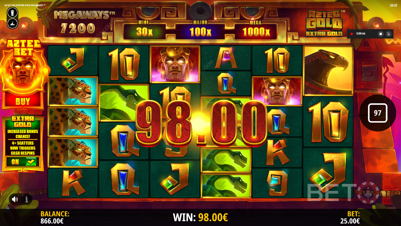 Solid payout in Aztec Gold Extra Gold Megaways online pokie