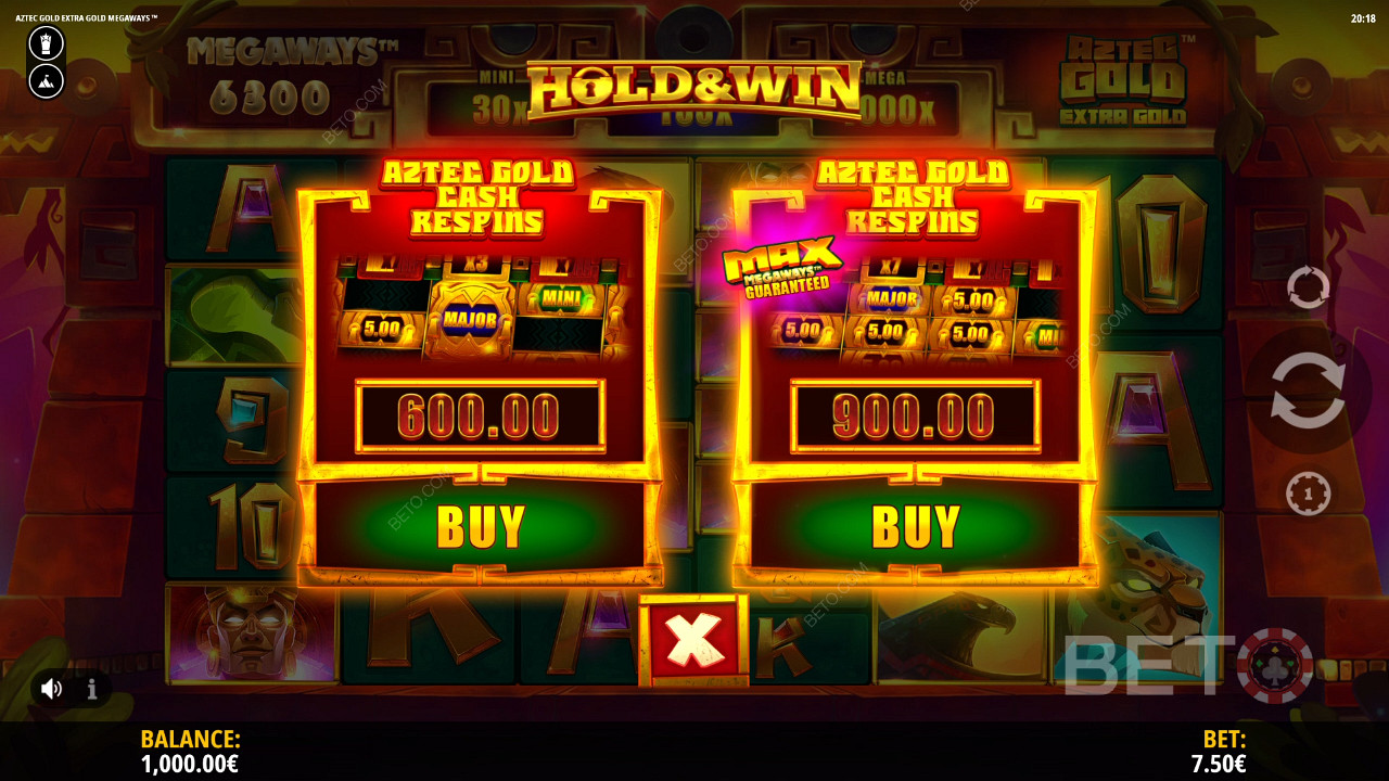 Aztec Bet Buy option in Aztec Gold Extra Gold Megaways pokie