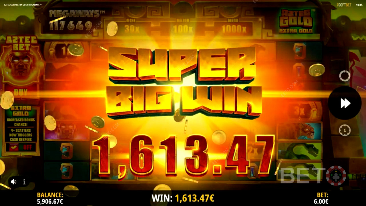 Massive payout in Aztec Gold Extra Gold Megaways pokie