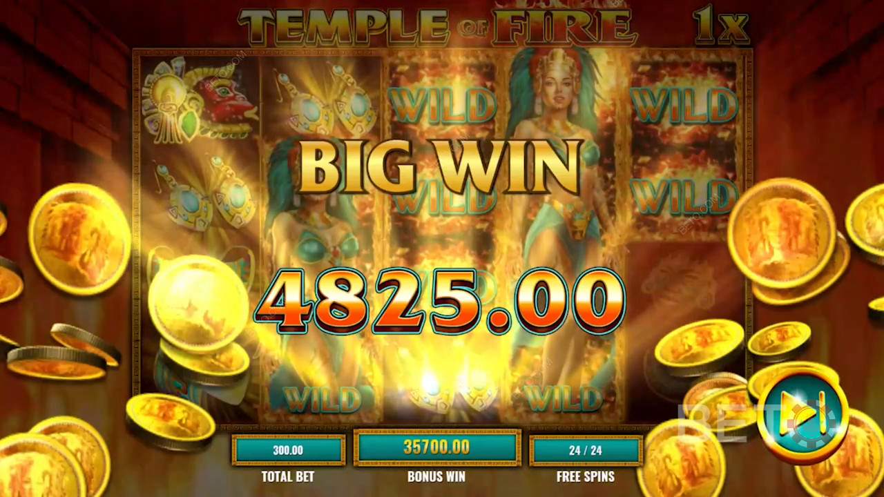 Massive payout in Temple of Fire online pokie