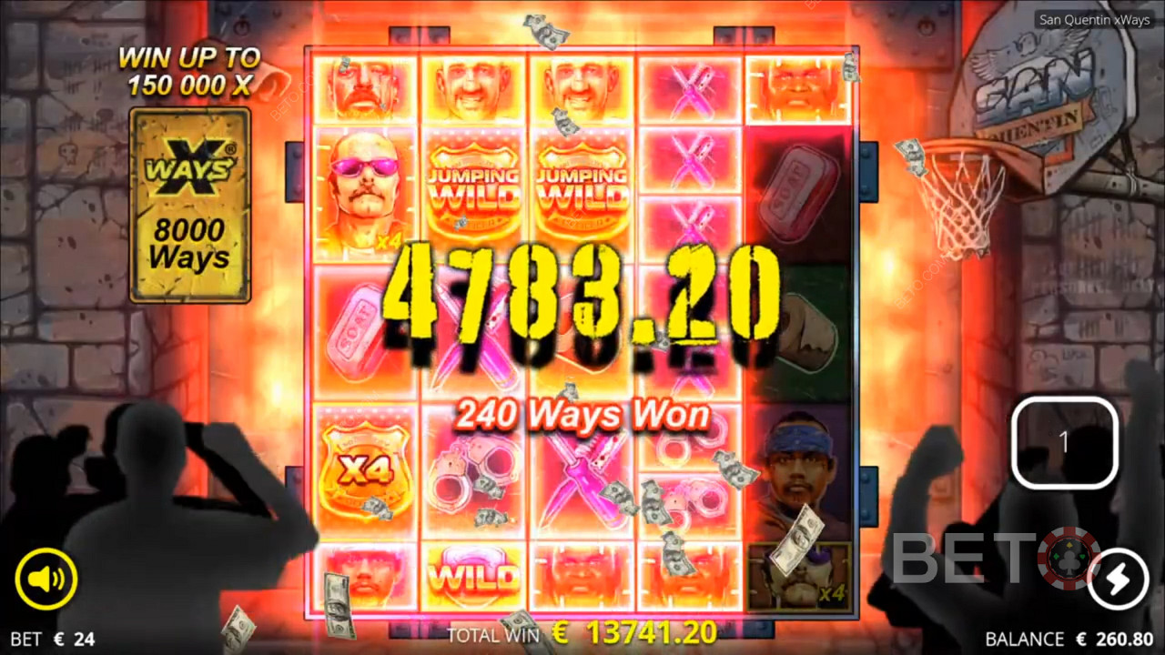 Massive payout in free spins on San Quentin xWays pokie