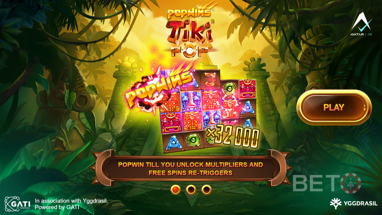 Score PopWins and boost your Multiplier in Free Spins on TikiPop pokie