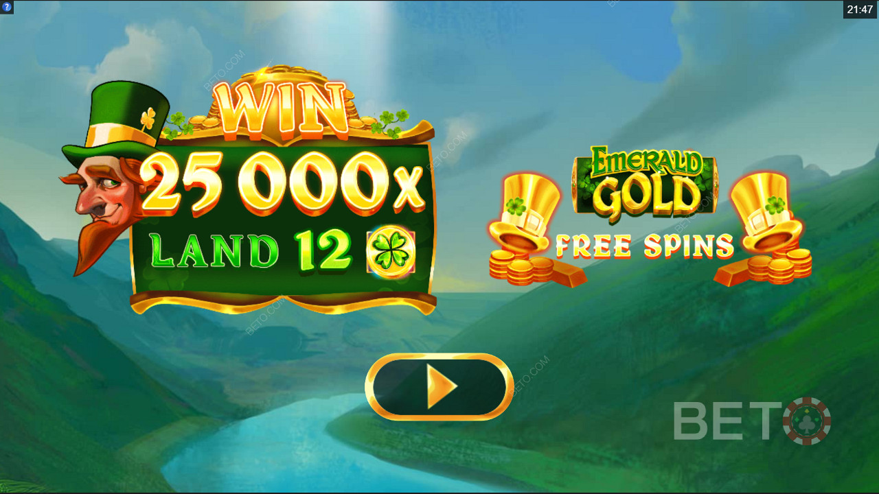 Score 25,000x your wager in Emerald Gold pokie game