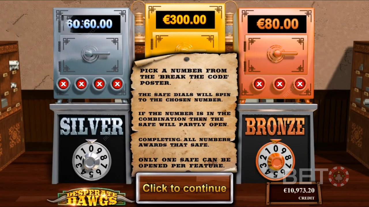 Crack the safe and score up to 500x your wager in Desperate Dawgs pokie