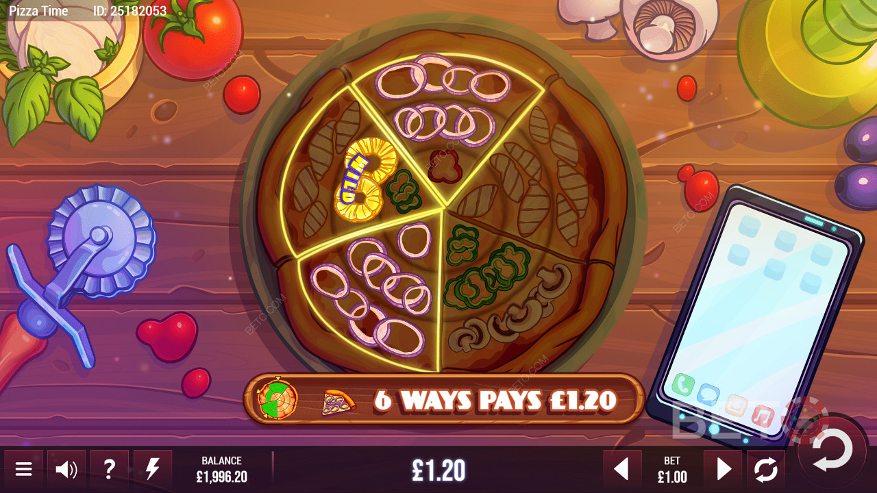 Circular payline layout of Pizza Time pokie
