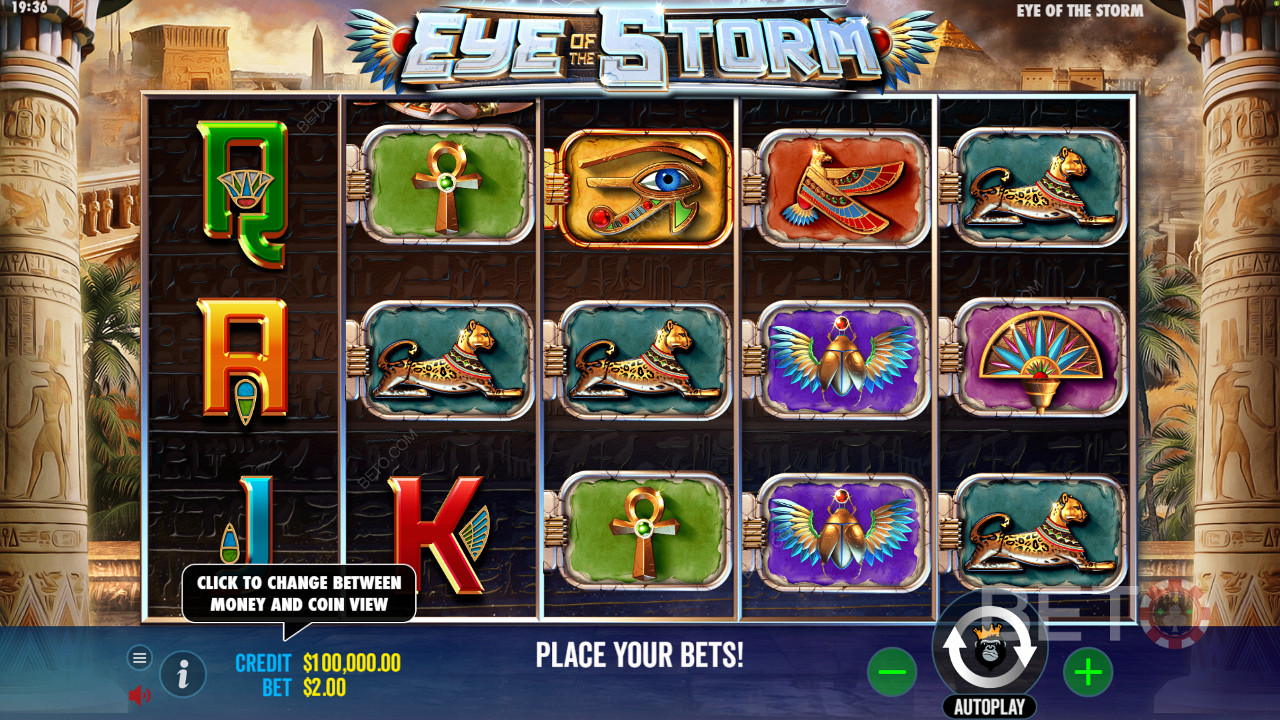 Discover stunning symbols in Eye of the Storm pokie game