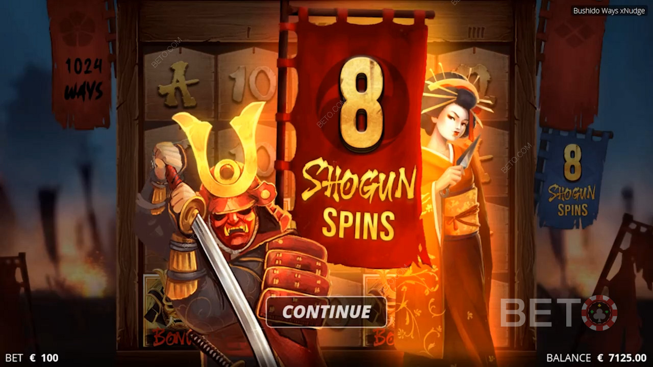 Score free spins in Bushido Ways xNudge pokie by Nolimit City
