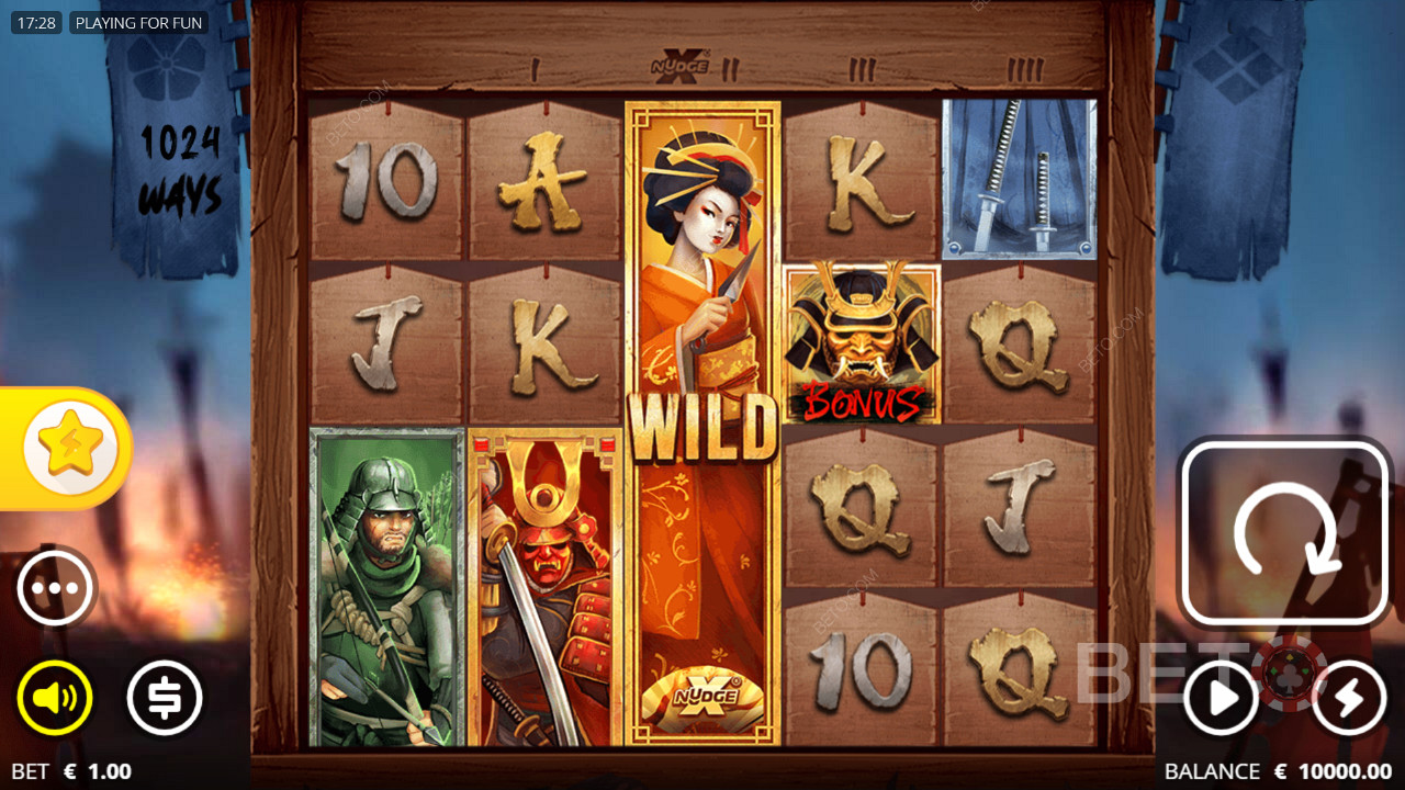 Bushido Ways xNudge pokie boasts a Geisha wild that boosts your multiplier!