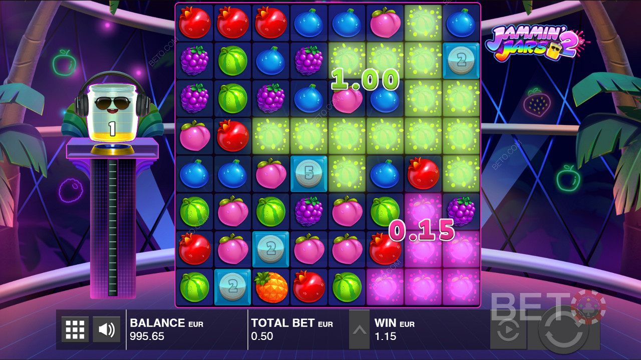 Score big with Giga Jar Dj in Jammin Jars 2 online pokie