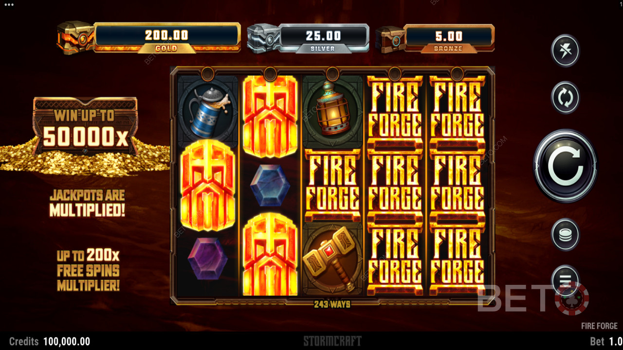 Fiery visuals ignite the reels in Fire Forge