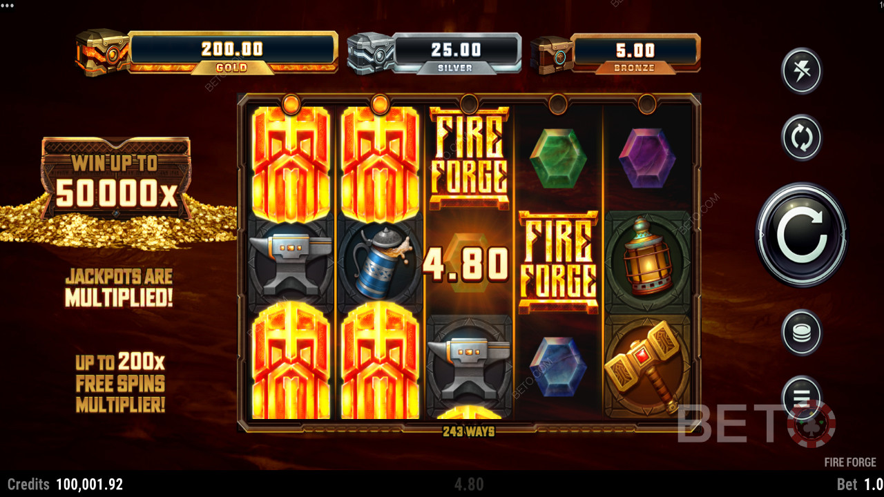 Fire Forge pokie with a top payout of 50,000x your wager