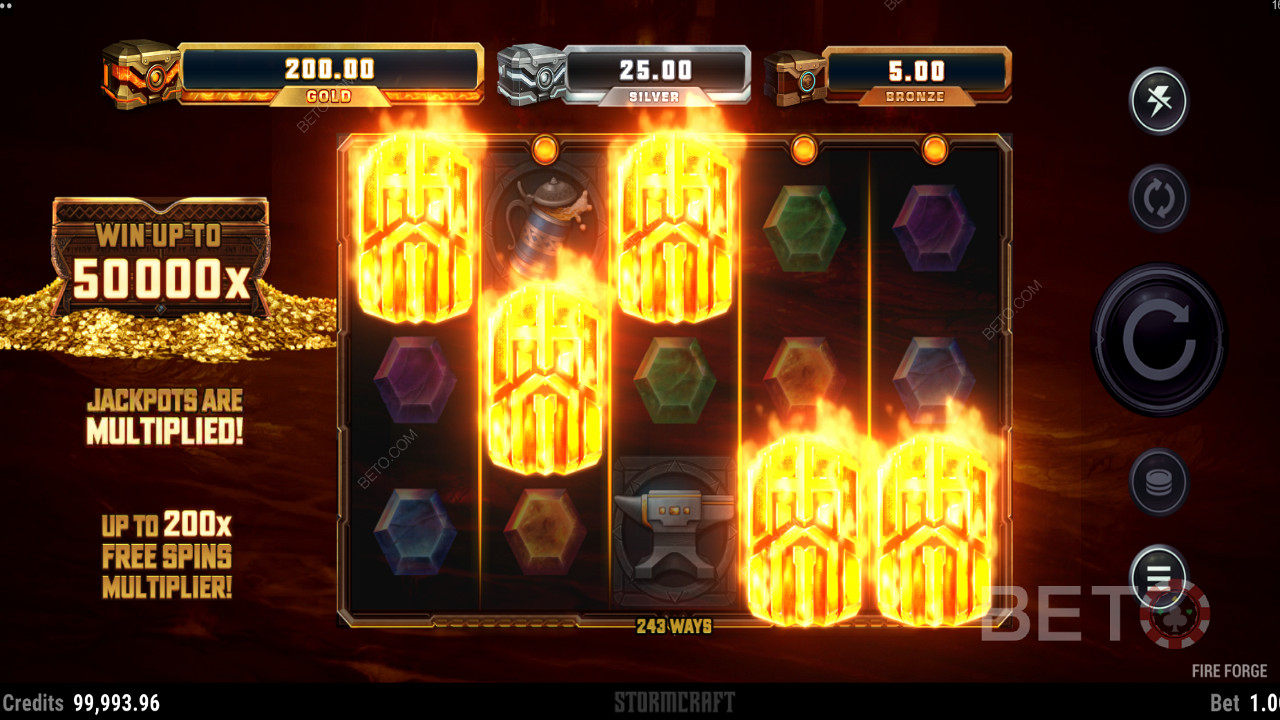 Sizzling gold icons in Fire Forge