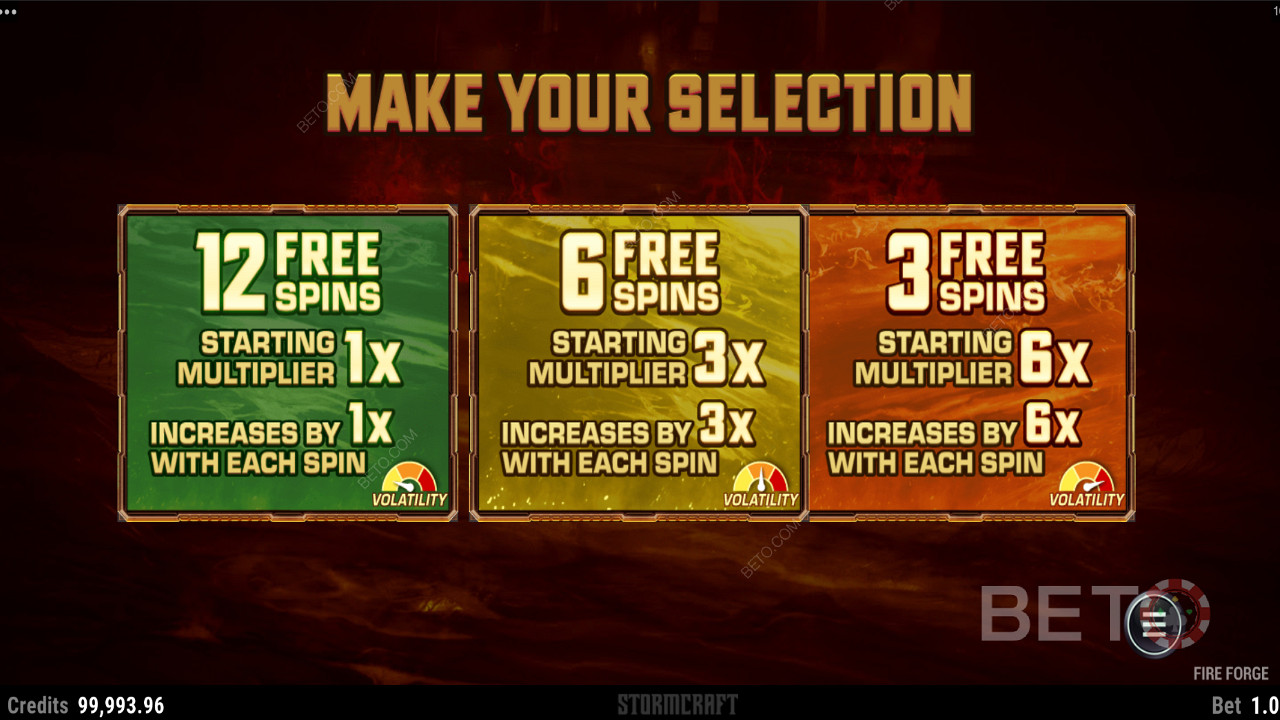 Diverse Free Spin choices in Fire Forge