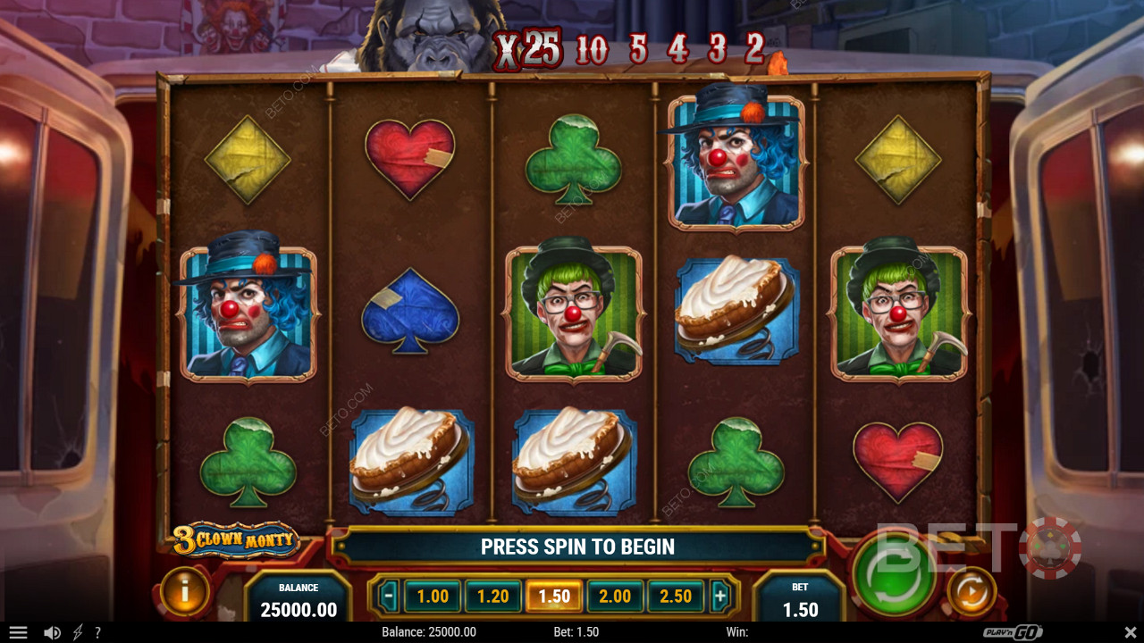 Dive into simple gameplay with ripper bonus features in 3 Clown Monty pokie