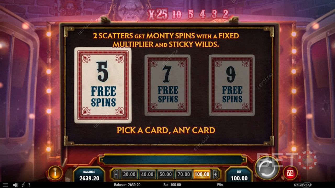 Pick a card to unveil your Monty Spins bonanza