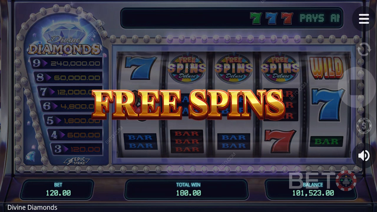 Ripper Free Spins bonus in Divine Diamonds