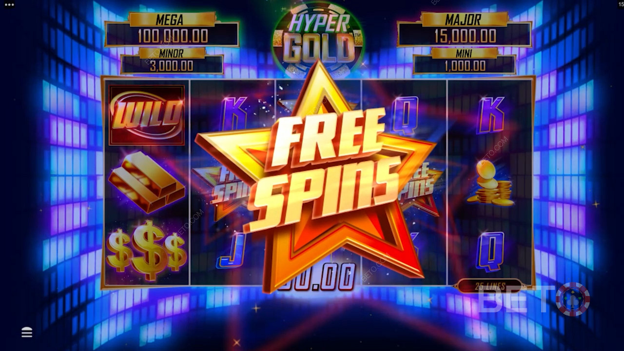Score bonus rounds for big wins in Hyper Gold pokie