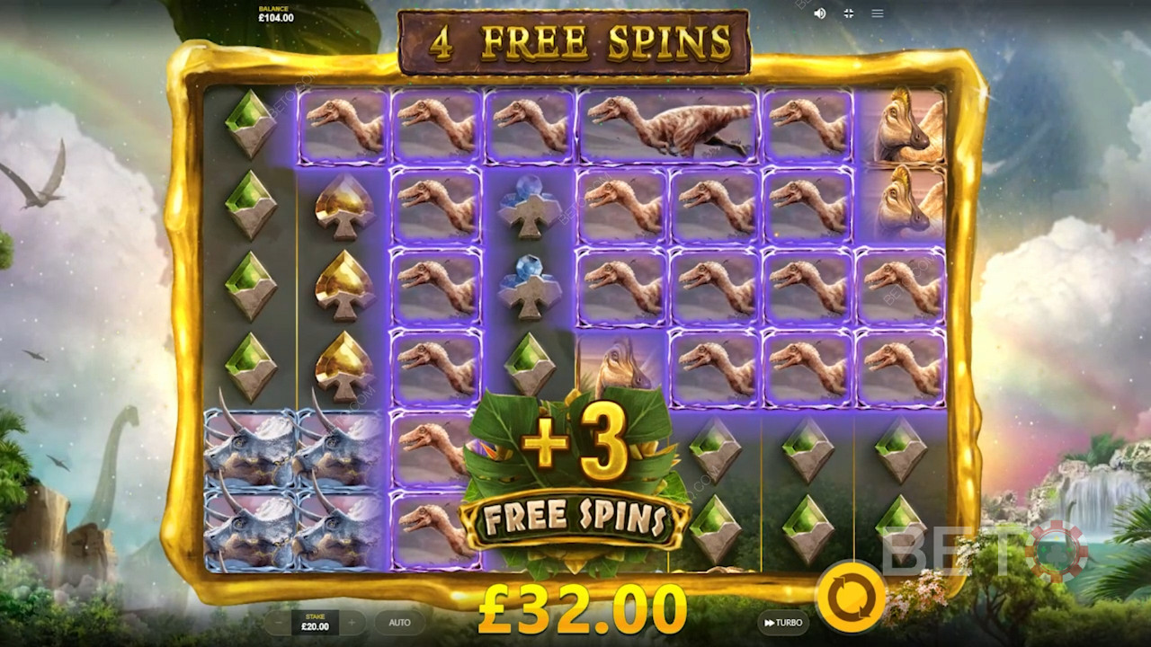Snag scatter symbols, each worth +3 free spins in the bonus round