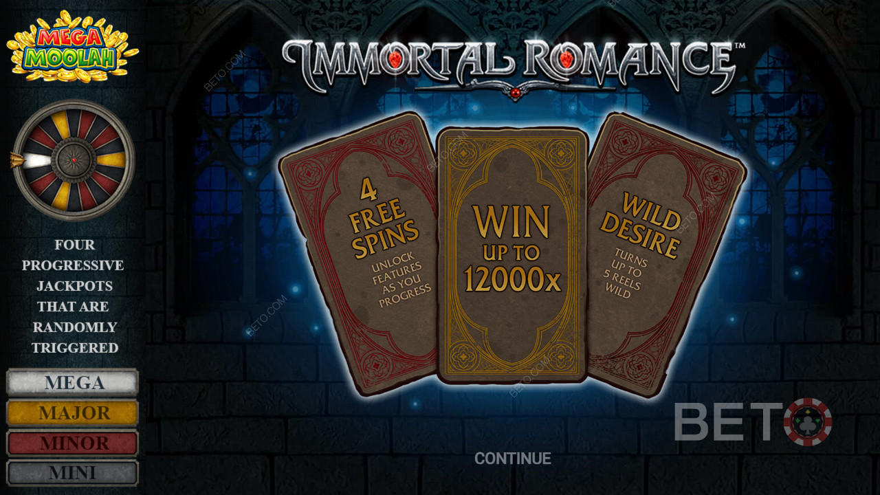 Discover epic wins and ripper features in Immortal Romance Mega Moolah pokie