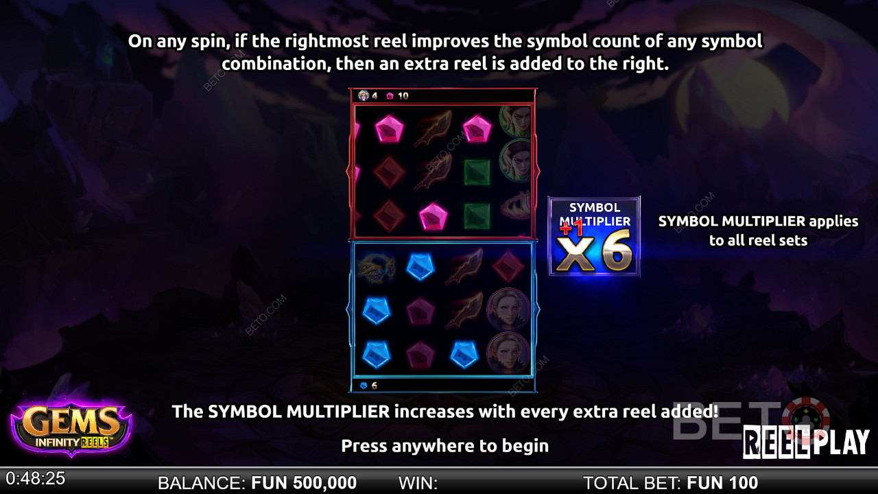 Colour gems are low-value symbols, netting about 2x your wager