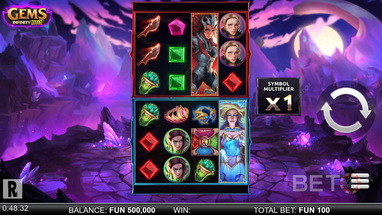Gems Infinity Reels - Four royal sheilas duke it out for epic riches in this pokie!