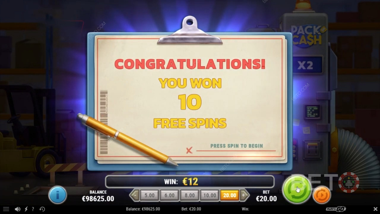 Ripper Free Spins in Pack & Cash