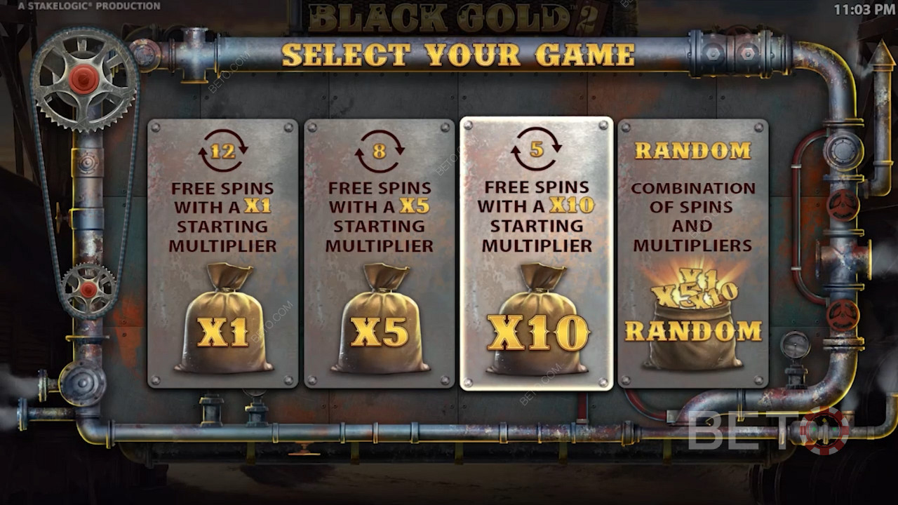 Trigger the Free Spins bonus and pick from four ripper boost options