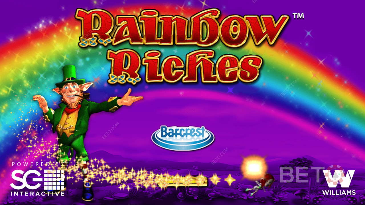 Rainbow Riches pokie game welcome screen
