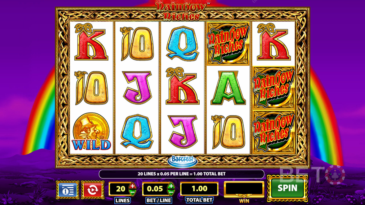 Rainbow Riches symbols are the top-paying icon after the jackpot in this pokie