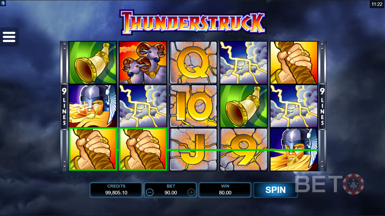 Moody visuals in Thunderstruck pokie