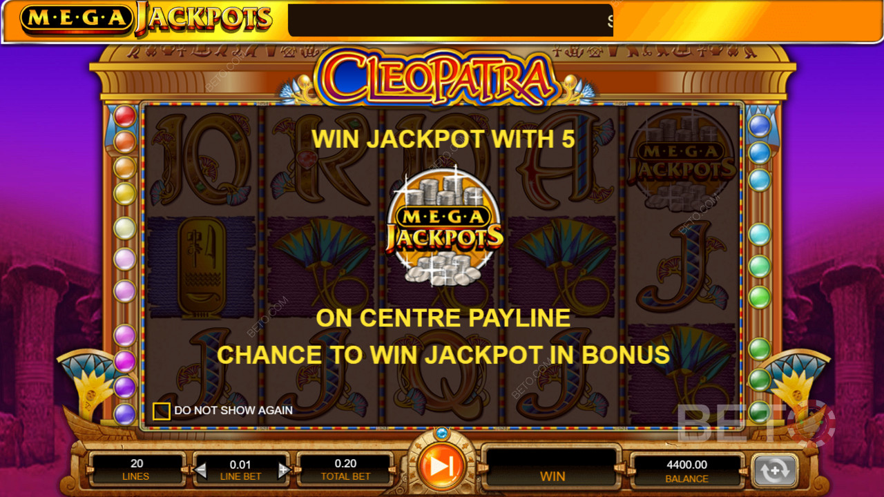 Score free spins with 5 MegaJackpots on the centre payline