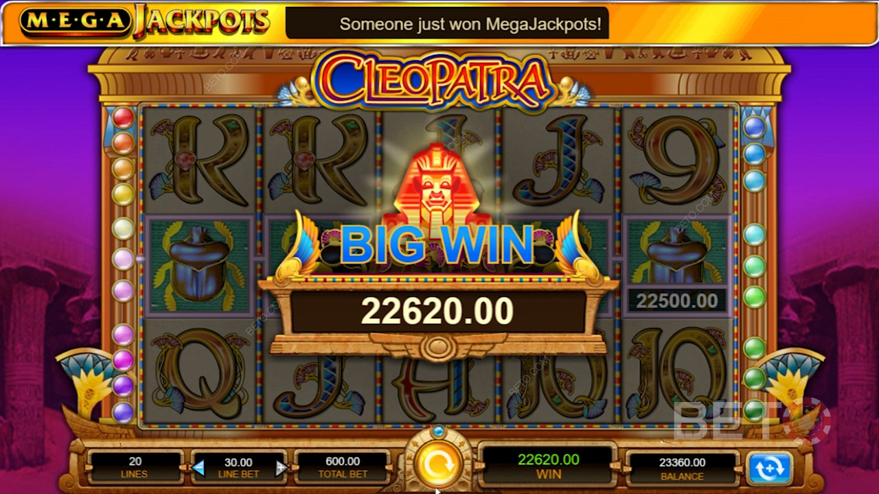 This pokie boasts unique perks like Double Wild and Cleopatra Bonus rounds