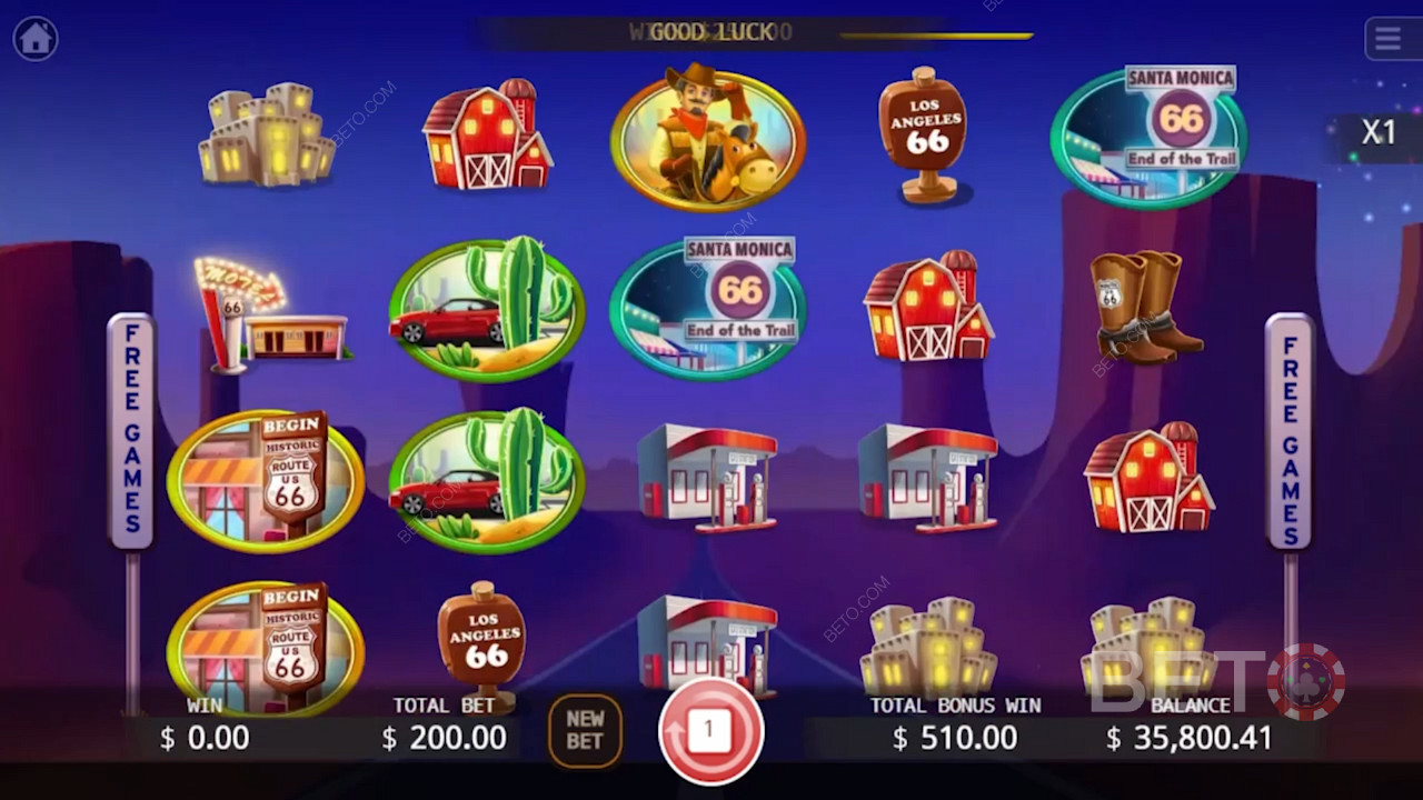 Choose your top online pokie and score up to 20 Free Spins in Route 66 casino video game