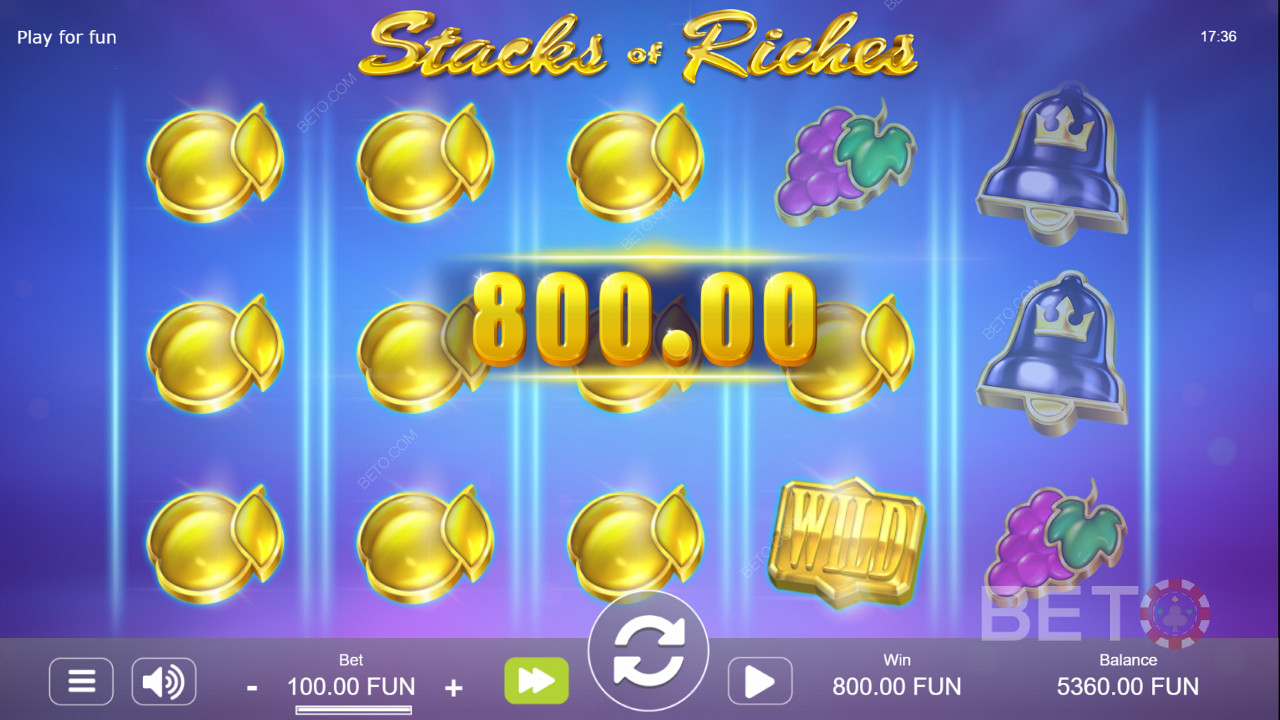 Bonza payouts in Stacks of Riches