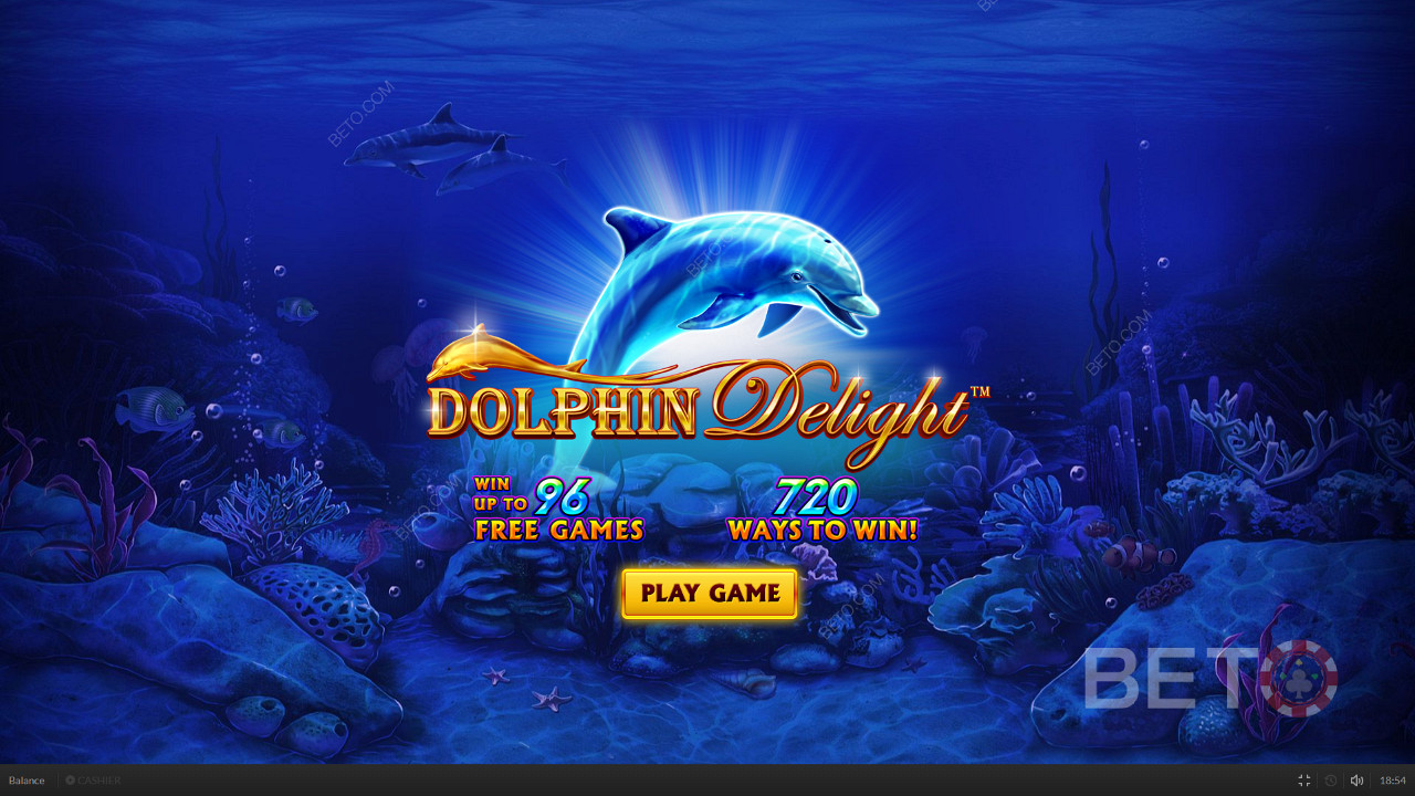 A playful dolphin greets you as you fire up Dolphin Delight