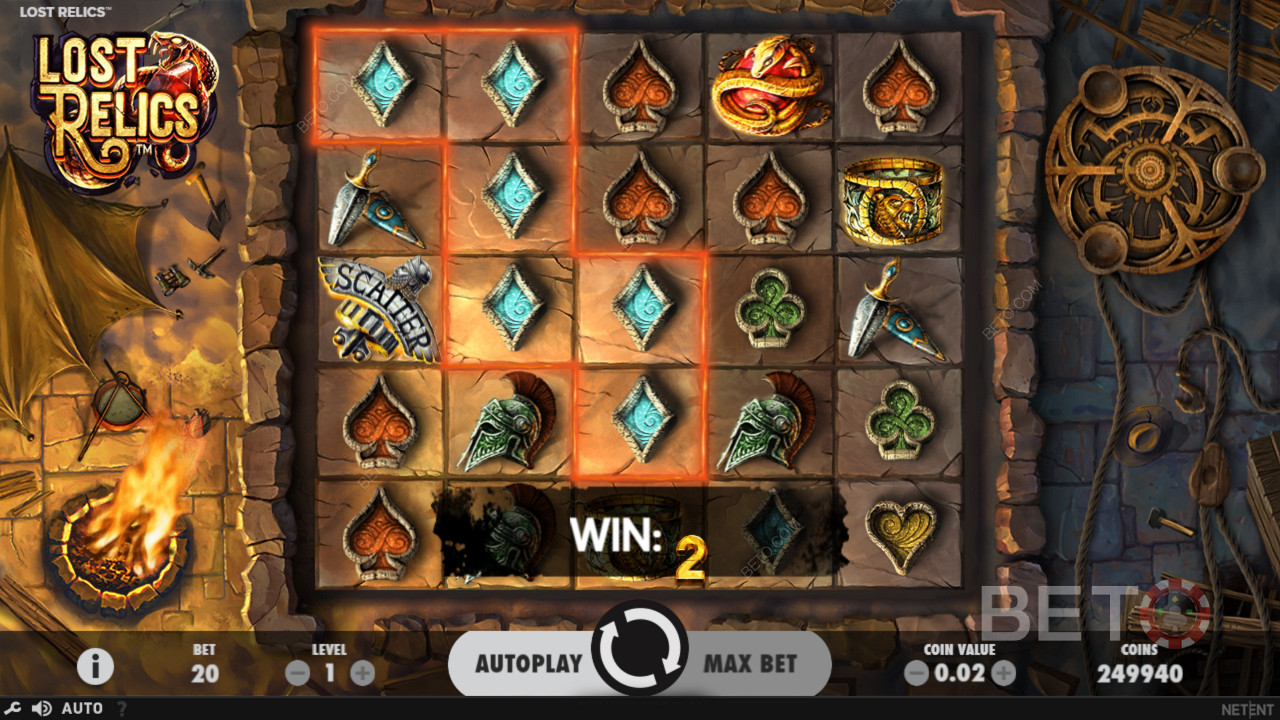 This pokie spins 5 reels with an ancient theme