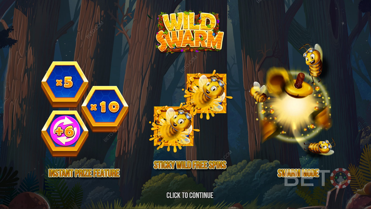 Score big with bonus features in Wild Swarm online pokie