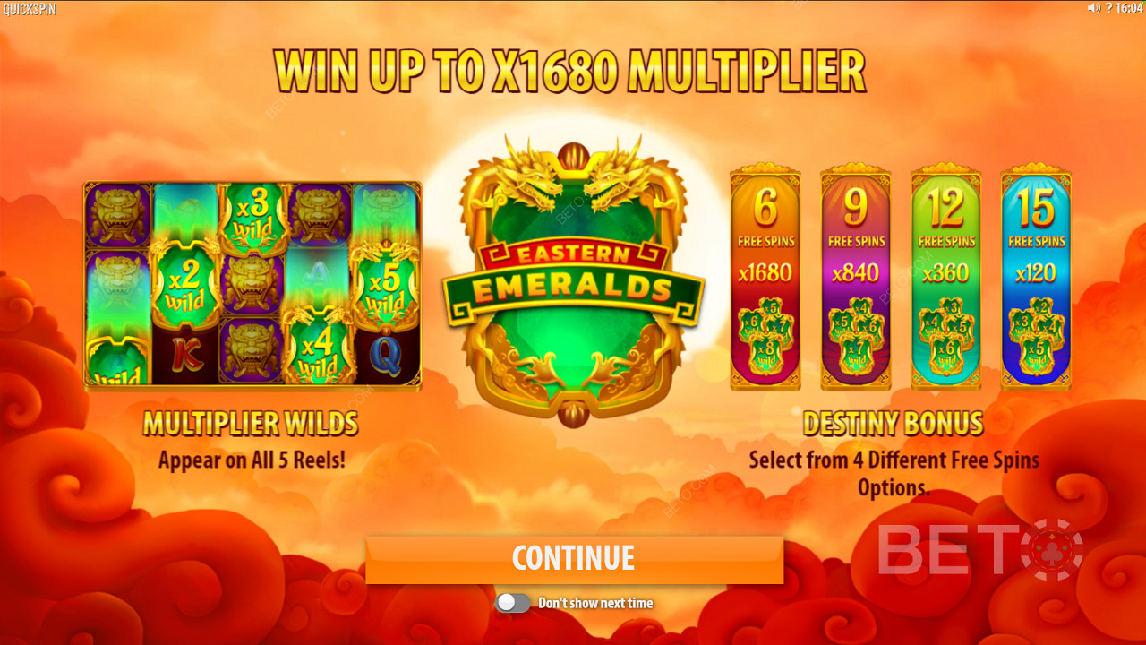 Savour Multiplier Wilds and unique free spin types in Eastern Emeralds pokie