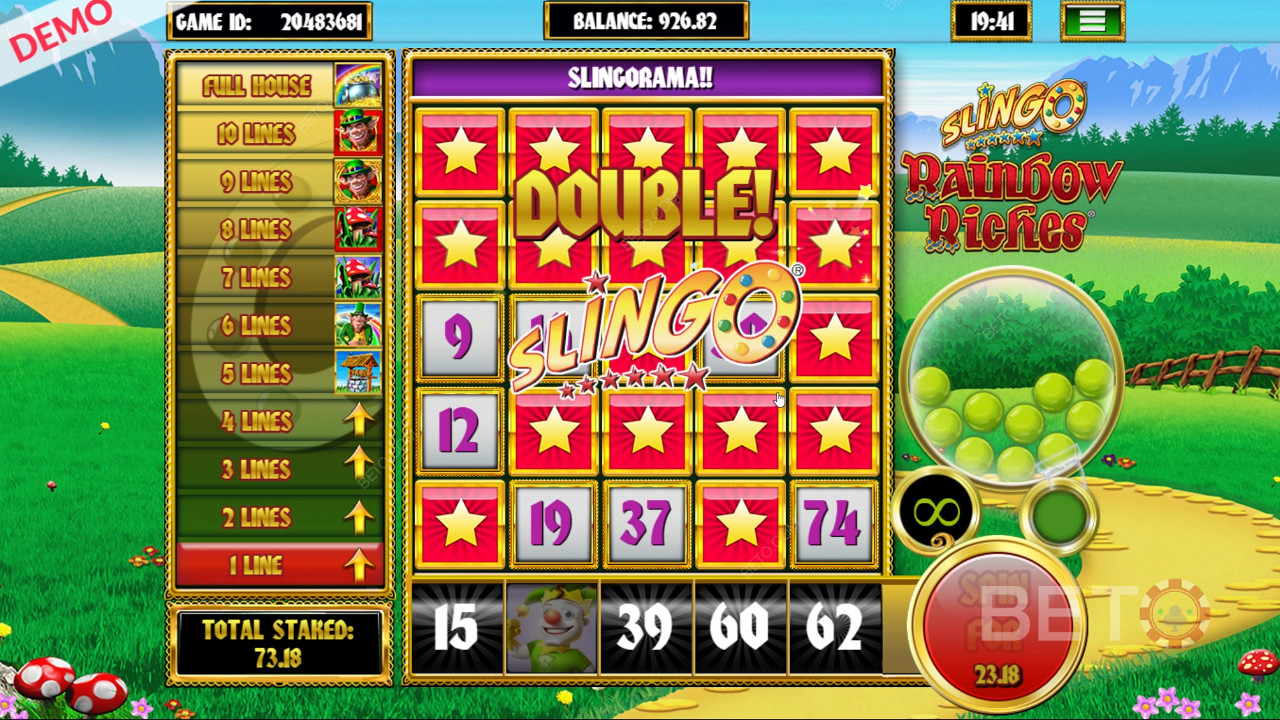 Twice the Slingo in Slingo Rainbow Riches pokie