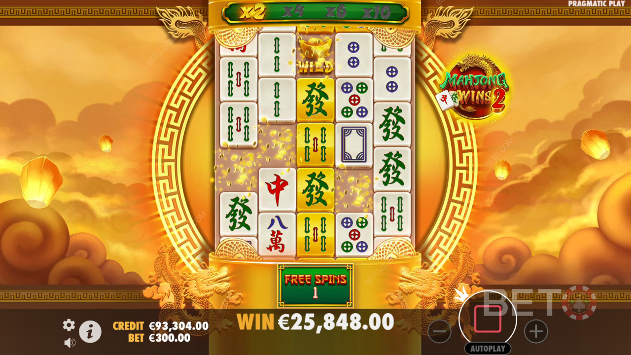 Win 100,000x Your bet in the Mahjong Wins 2 Video Pokie!