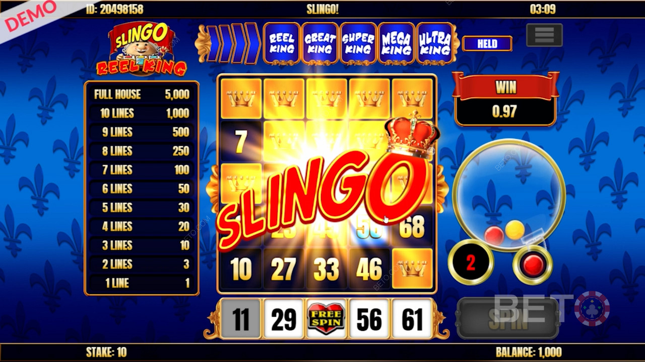 Slingo in Slingo Reel King pokie