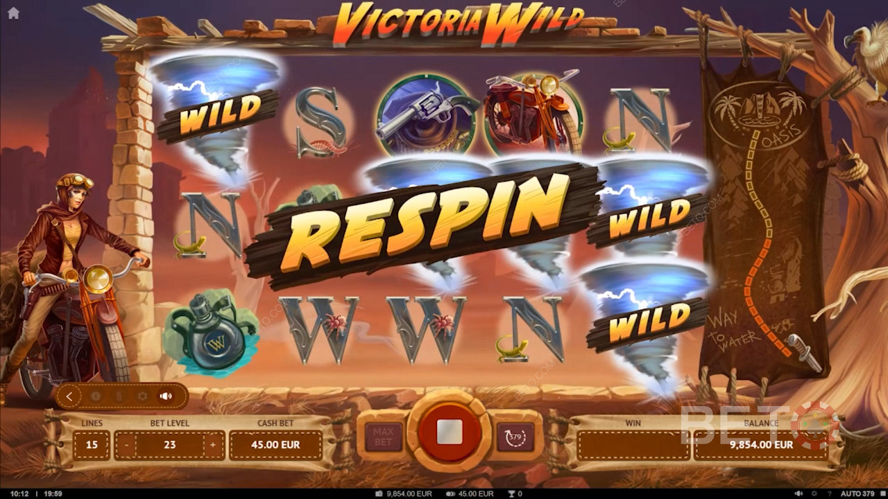Snag respins by matching two Tornado Wilds in the Sandstorm feature