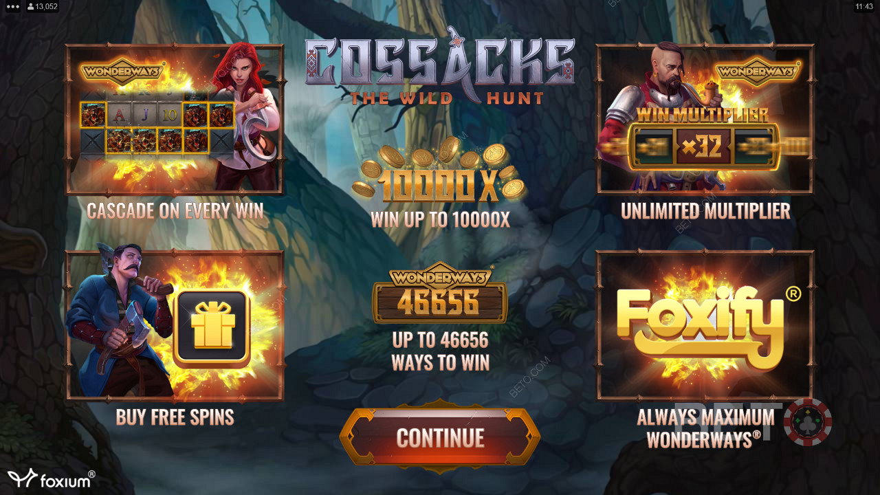 Ride the reels with Multipliers, Free Spins and more in Cossacks: The Wild Hunt online pokie
