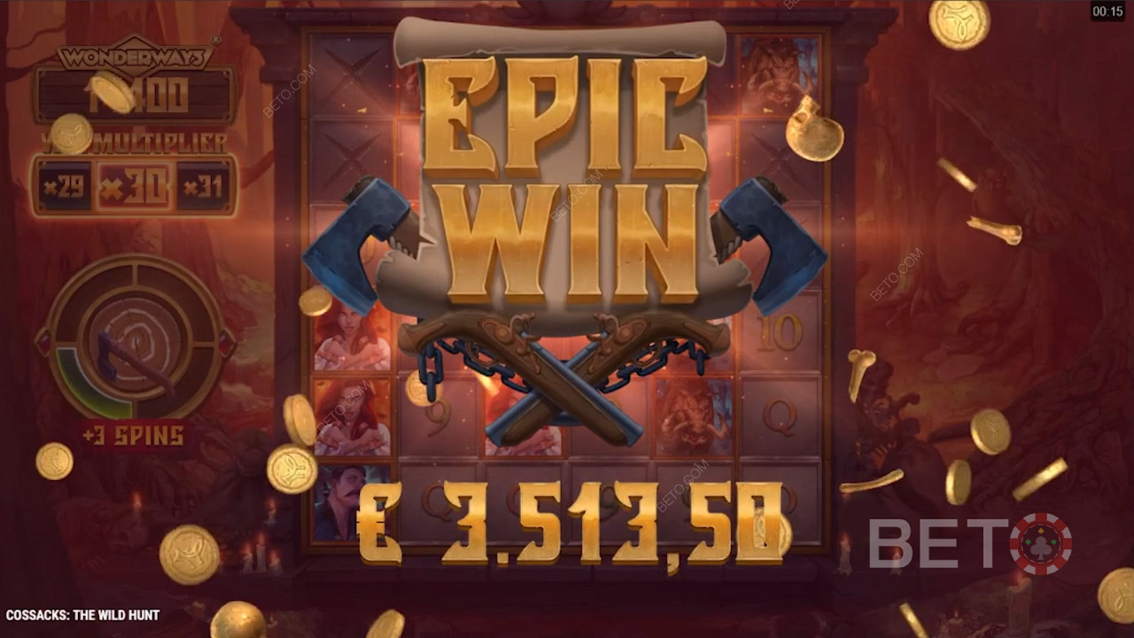 Score big wins in the base game - The Wild Hunt Cossacks pokie